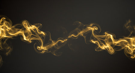 Abstract yellow smoke on black background. Fantasy fractal texture. Digital art. 3D rendering.の素材
