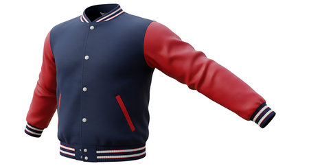 Red and blue sport jacket isolated on white background with clipping path.の素材