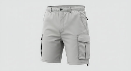 Men's sports shorts on a white background. 3d rendering.の素材