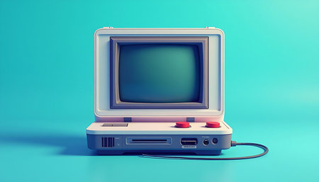 Retro Gaming Console, Vintage Computer, 80s Technology, Nostalgiaの素材