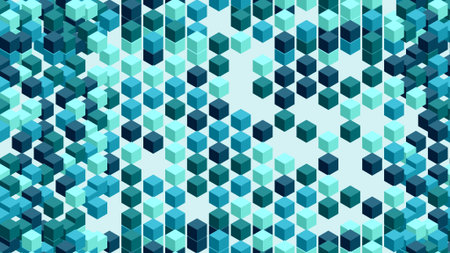 A vibrant blue hexagonal pattern with gradient effect on white background
