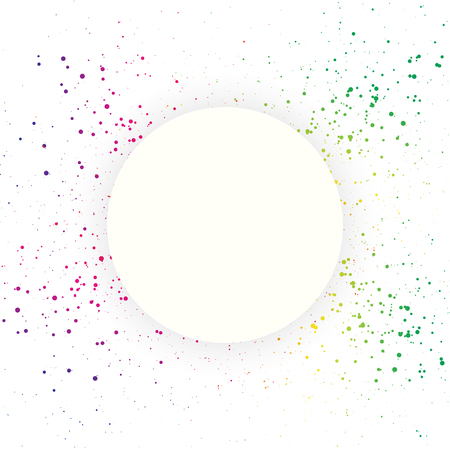 Circle banner frame abstract background, liquid splash art dots scattered glitter stars galaxy multicolor concept vector illustrationのイラスト素材