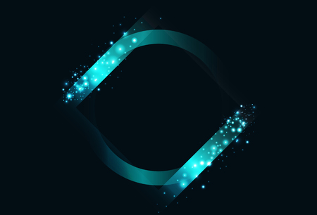 Frame stars template concept, Shining circle and squares border with particles scatter bright banner, technology background design. Vector illustrationのイラスト素材