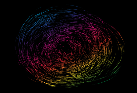 Spectrum rainbow shiny star burst circle lines on black abstract background, using for party festival celebrationのイラスト素材