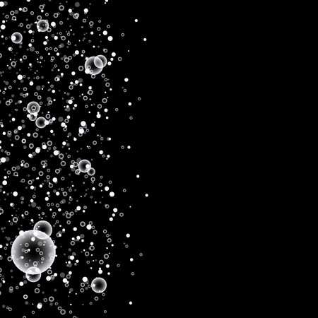 Silver bubbles droplet shiny scatter splashing celebration confetti party on black abstract background vector illustrationのイラスト素材