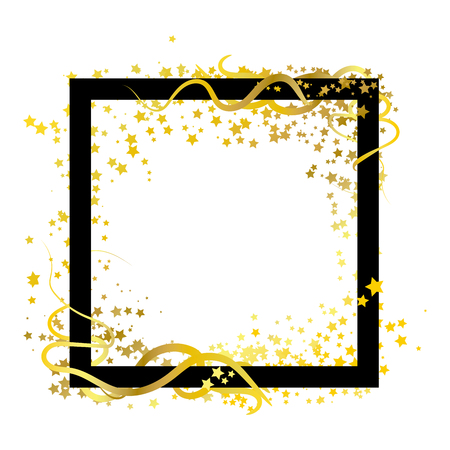 Scatter frame stars golden theme with spiral curve whip lines abstract background using for template banner poster advertisementのイラスト素材