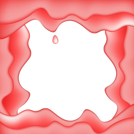 Strawberry and red berry liquid jam waving abstract background vector illustration frameのイラスト素材