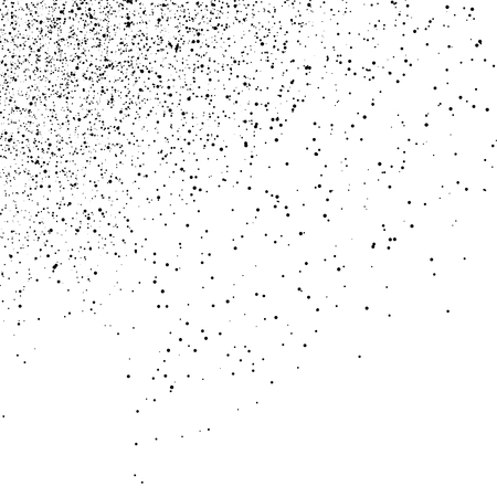 Black spots, noise and grain scatter glitter falling on white ditress textured abstract background vector illustrationのイラスト素材