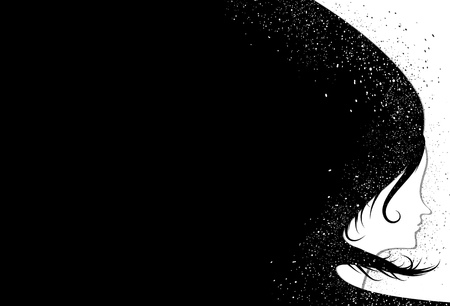 Woman with dot spots scatter, noise and grain texture abstract background vector illustration paper art conceptのイラスト素材