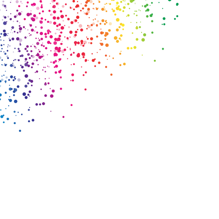 Spots droplet scatter splashing spectrum rainbow concept falling celebration confetti party on white abstract background vector illustrationのイラスト素材