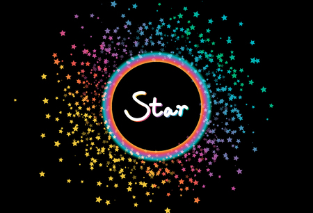Star scatter glitter confetti brush Multicolor frame banner galaxy template celebration party concept abstract background texture vector illustrationのイラスト素材