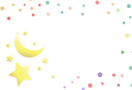 Stars and moon scatter in galaxy paper art concept on white isolated abstract background vector illustrationのイラスト素材