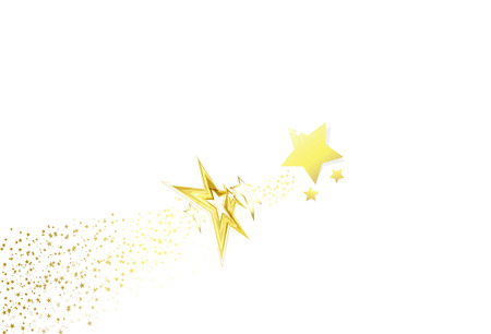 Golden stars scatter glitter sparkle confetti magic celebration on white abstract background vector illustrationのイラスト素材