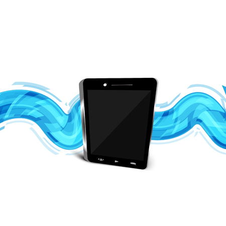 Phone and mobile data transfer system, flat design digital technology futuristic concept isolated on white background vector illustrationのイラスト素材