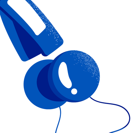 Blue headphones, music object concept isolated on white background vector illustration flat designのイラスト素材