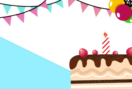 Happy birthday cake and celebration party card abstract background vector illustrationのイラスト素材
