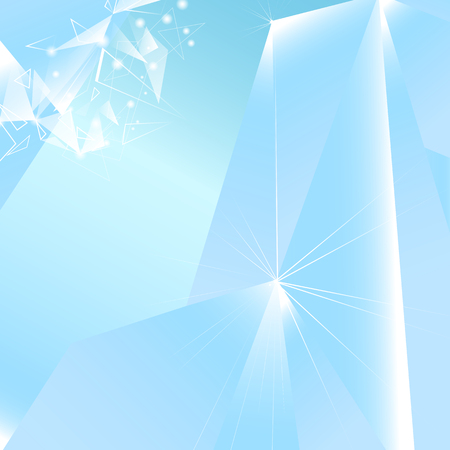 Vector triangles geometric sapphire gem crystal mirror reflection with stars shiny concept abstract background illustrationのイラスト素材