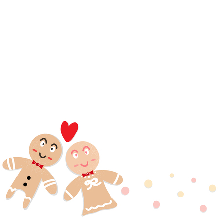 Man and woman cookies cartoon lover character confetti happiness concept abstract background vector illustrationのイラスト素材