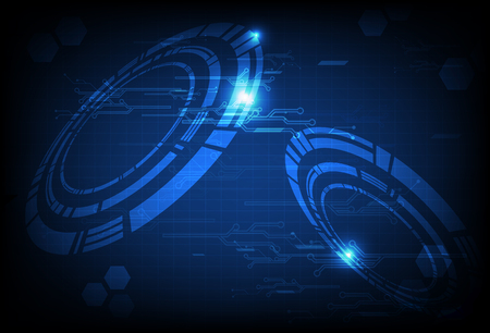 Technology digital circuit with ring of futuristic data blue concept abstract background vector illustrationのイラスト素材