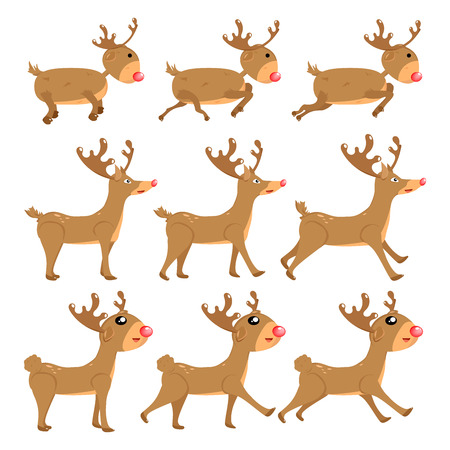 Reindeer, cartoon vector set collection, decoration for kids, baby, animal character isolated on white background illustrationのイラスト素材