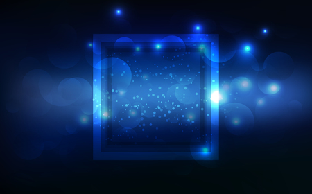 Blue light, glowing effect neon frame tag, banner decoration, technology abstract background vector illustrationのイラスト素材