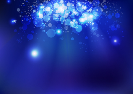 Celebration, blue magic winter stars, fantasy Bokeh underwater and Christmas glowing sparkle scatter concept, party and event abstract background vector illustrationのイラスト素材