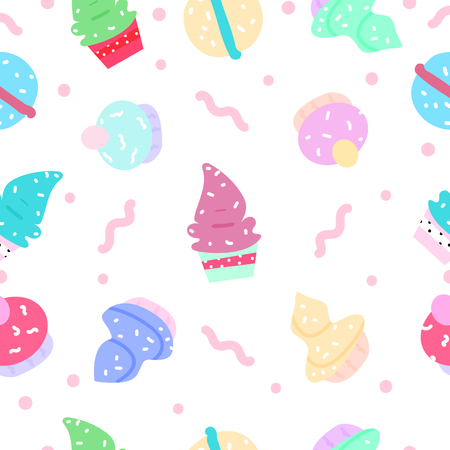 Dessert, sugar sweet food concept seamless pattern abstract background vector illustrationのイラスト素材