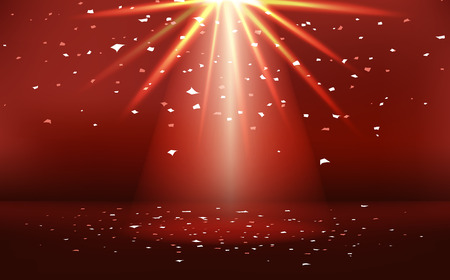 Red stage with light neon bright effect celebration award abstract background vector illustrationのイラスト素材