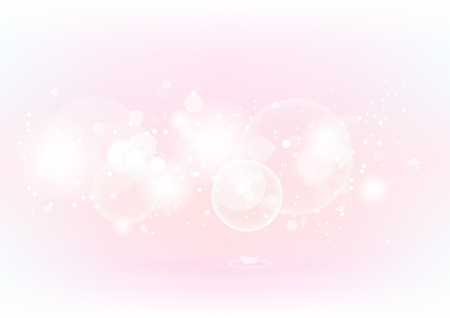 Abstract white background, petals scatter and stars scatter sparkle, romantic concept pink pastel vector illustrationのイラスト素材