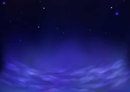 Outside planet atmosphere galaxy space with starry night cloudy on violet pentone, astronomy constellation concept abstract background vector illustrationのイラスト素材