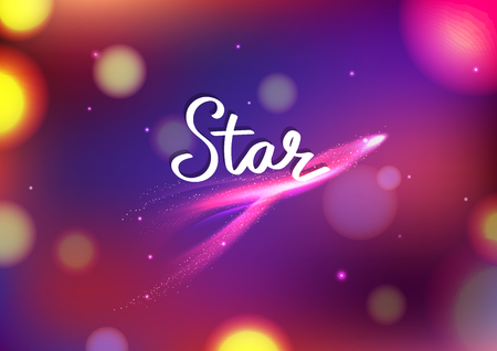 Magic stars fantasy blurry Bokeh abstract background, comets sparkle traveling galaxy and space greeting card festival celebration party event concept vector illustrationのイラスト素材