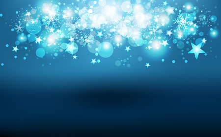 Magic shooting shimmer stars fall, winter season, scatter confetti, snowflakes and dust glowing particles with floor celebration festival abstract background vector illustrationのイラスト素材