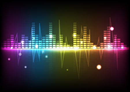 Abstract background digital technology disco spectrum music equalizer lines glowing futuristic vector illustrationのイラスト素材
