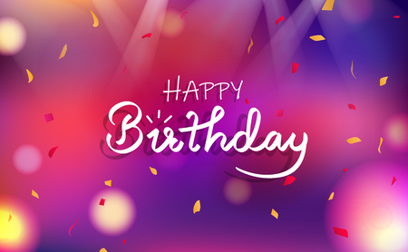 Happy birthday card, Celebration party fancy blurry colorful abstract background decorative paper scatter confetti falling, light shining greeting poster festival concept vector illustrationのイラスト素材