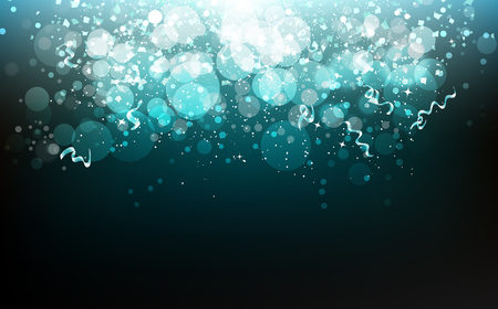 Celebration party festival, stars, ribbons and confetti paper falling, dust, glowing blurry scatter glitter blinking shiny sparkle abstract background vector illustrationのイラスト素材