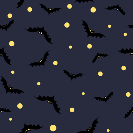 Bats with moon scatter seamless pattern, happy halloween concept fabric texture background vector illustrationのイラスト素材