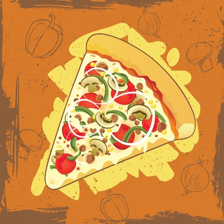 pizza on grunge backgroundのイラスト素材
