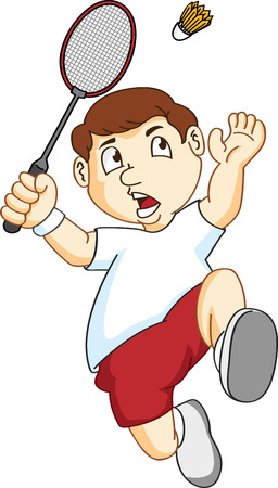 little kid playing badmintonのイラスト素材