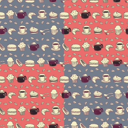 food and drink seamless patternのイラスト素材