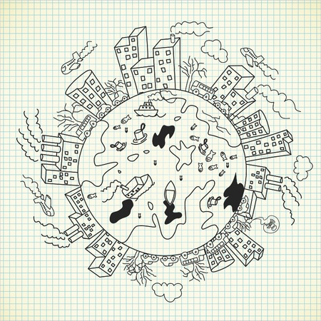 pollution doodleのイラスト素材