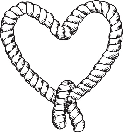 heart shape tied ropeのイラスト素材