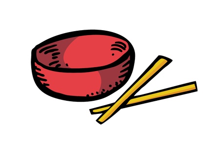 bowl and chopstickのイラスト素材