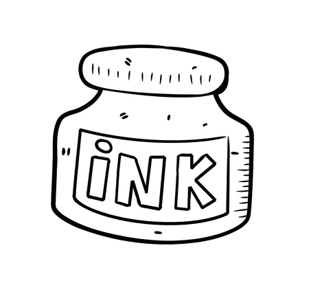 ink bottle in doodle styleのイラスト素材