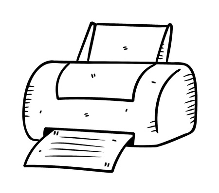 printer in doodle styleのイラスト素材