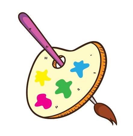 brush and color paletteのイラスト素材