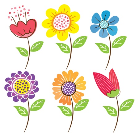set of flower doodleのイラスト素材