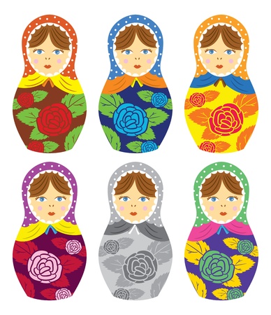 Russian matryoshka doll with floral patternのイラスト素材