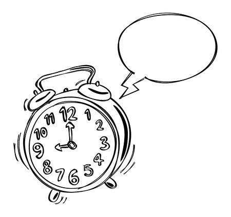 alarm clock with bubble speechのイラスト素材