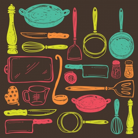 seamless cooking utensilsのイラスト素材