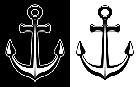 anchor icon isolated on white and black backgroundのイラスト素材